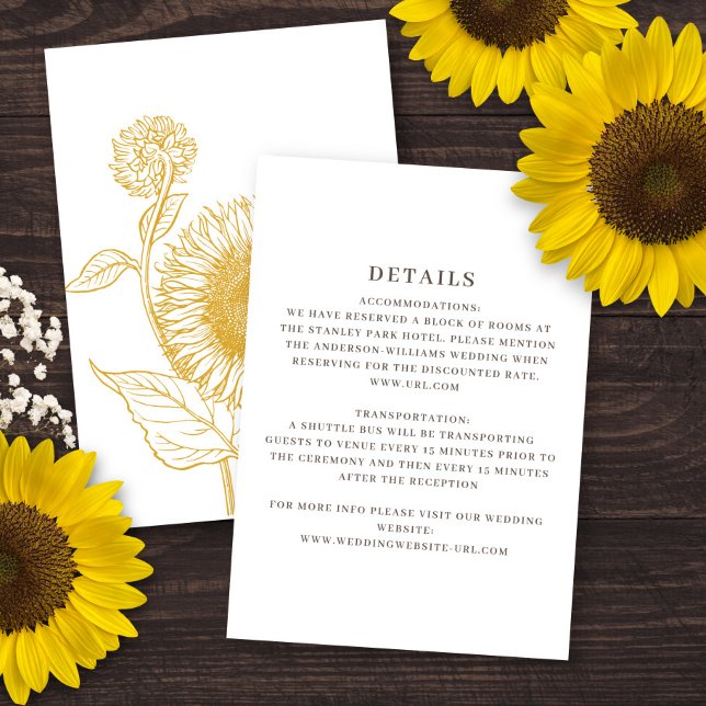 Carte D'accompagnement Beau Mariage de automne de tournesols élégant (Créateur téléchargé)
