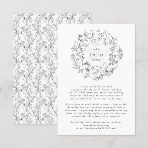 Carte D'accompagnement Beau Mariage floral à croquis