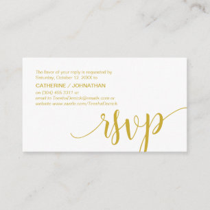 Carte D'accompagnement Beau Or Jaune, Elopement Mariage, RSVP