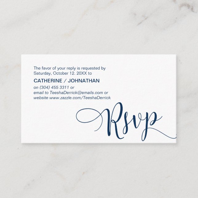 Carte D'accompagnement Beau scénario bleu de la Marine, réponse de RSVP (Devant)