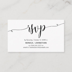 Carte D'accompagnement Beau script, noir,Célébration RSVP répondre