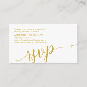 Carte D'accompagnement Beau Script, RSVP, Or Jaune, Répondre