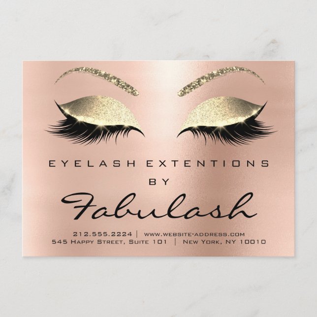 Carte D'accompagnement Beauté Lashes Extension Rose d'enseignement post-s (Devant)