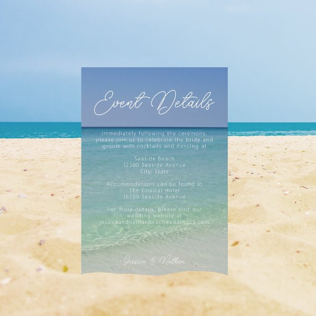 Carte D'accompagnement Beautiful Beach Photography Mariage Détails de l'é (Créateur téléchargé)