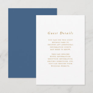 Carte D'accompagnement Beautiful Blue Mariage Guest Détails