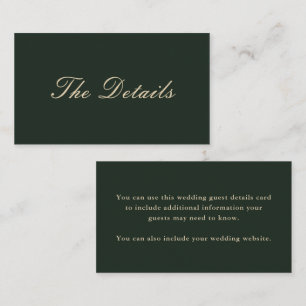 Carte D'accompagnement Beautiful Green Mariage Détails au client