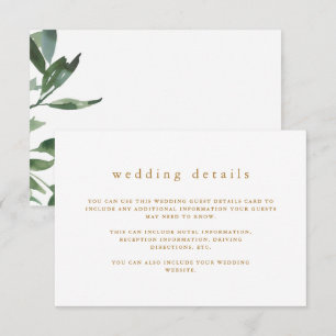 Carte D'accompagnement Beautiful Greenery Mariage Détails sur l'invité
