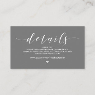 Carte D'accompagnement Beautiful Light Grey, Mariage Détails du site web