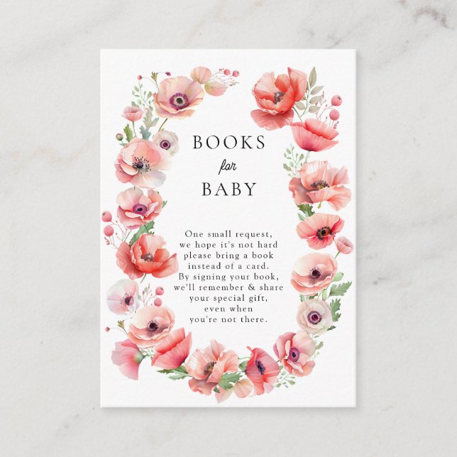 Carte D'accompagnement Beaux Livres de Douche Pink Poppy pour bébé (Devant)