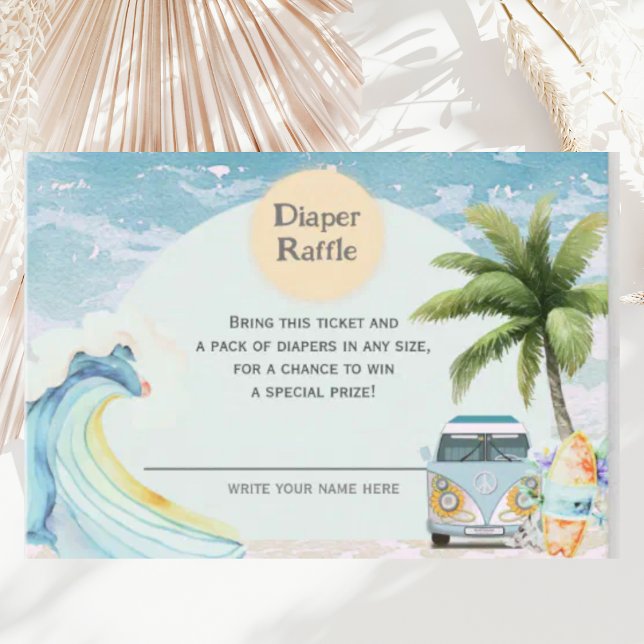 Carte D'accompagnement Bébé à bord Baby shower de plage Retro Surfing (Créateur téléchargé)
