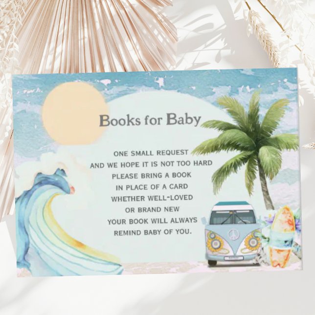 Carte D'accompagnement Bébé à bord Baby shower de plage Retro Surfing (Créateur téléchargé)