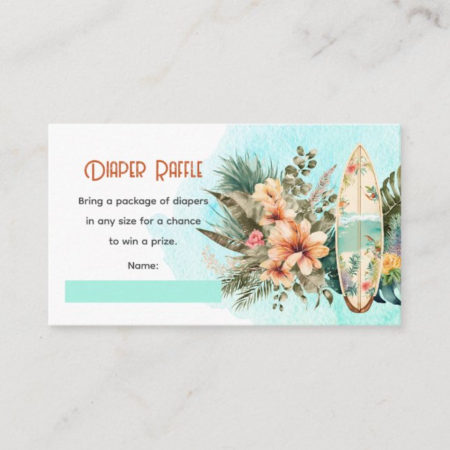 Carte D'accompagnement Bébé à bord Baby shower tropical Déchets Raffle (Devant)