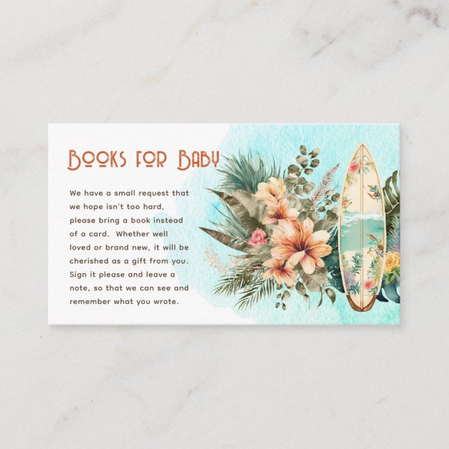 Carte D'accompagnement Bébé à bord Baby shower tropical Livres pour bébé (Devant)