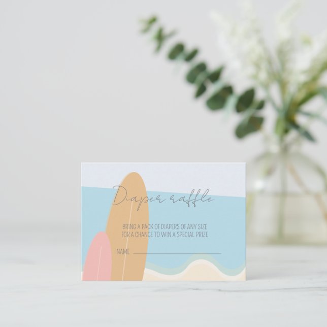 Carte D'accompagnement Bébé à bord surf Beach Diaper Raffle (Debout devant)