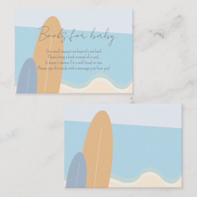 Carte D'accompagnement Bébé à bord Surfing Beach Livres Pour Baby shower (Devant / Derrière)