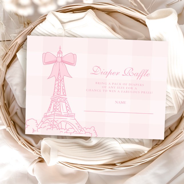 Carte D'accompagnement Bebe Baby shower Diapper Raffe Bow rose Bonjour (Créateur téléchargé)