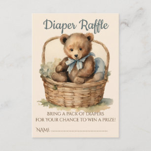 Carte D'accompagnement Bébé Bear Cub Garçon Baby shower Déchets Raffle