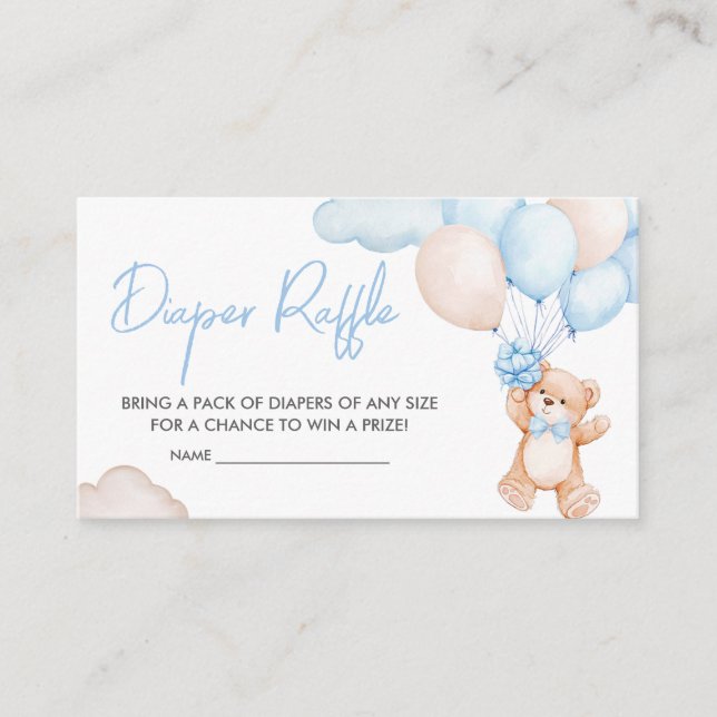 Carte D'accompagnement Bébé bleu Baby shower de ballons de bambou Raffle  (Devant)