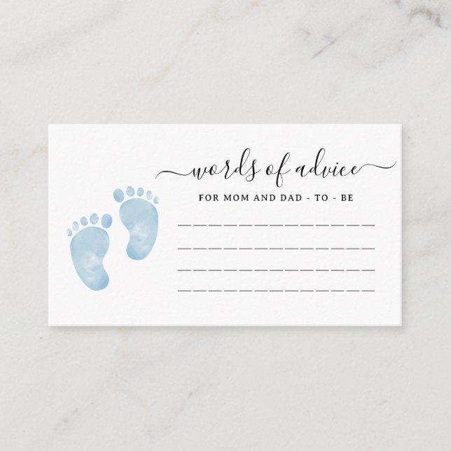 Carte D'accompagnement Bébé bleu pieds Baby shower Bienvenue bébé garçon (Devant)
