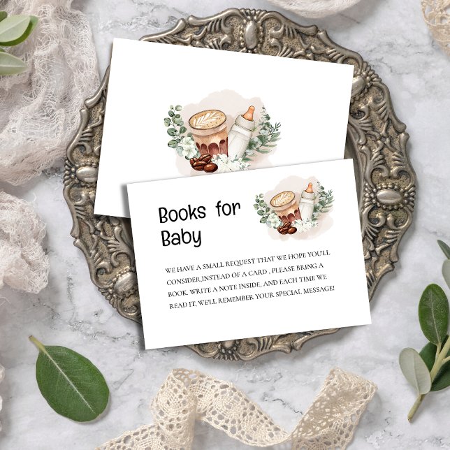 Carte D'accompagnement Bébé brasse la verdure Café livre Baby shower (Créateur téléchargé)