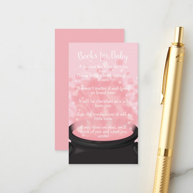 Carte D'accompagnement Bébé brasse Sorcière douche gothique rose fille (Devant/Arrière en situation)
