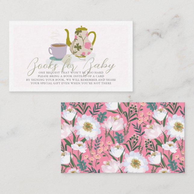 Carte D'accompagnement Bébé brasser rose floral Livres pour bébé (Devant / Derrière)