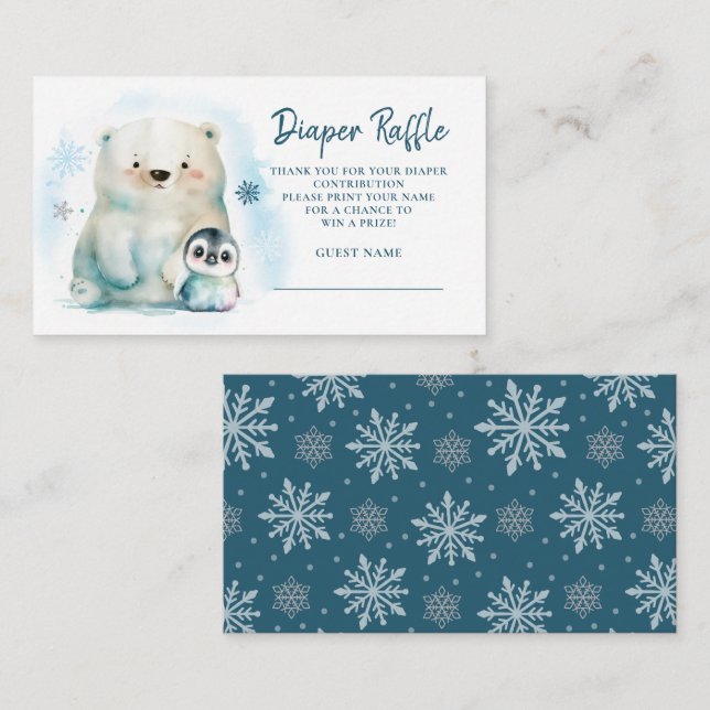 Carte D'accompagnement Bébé C'est froid hors de la couche Raffle (Devant / Derrière)