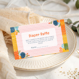Carte D'accompagnement Bébé Coloré en Fleur de Diaper Raffle Fleur Sauvag