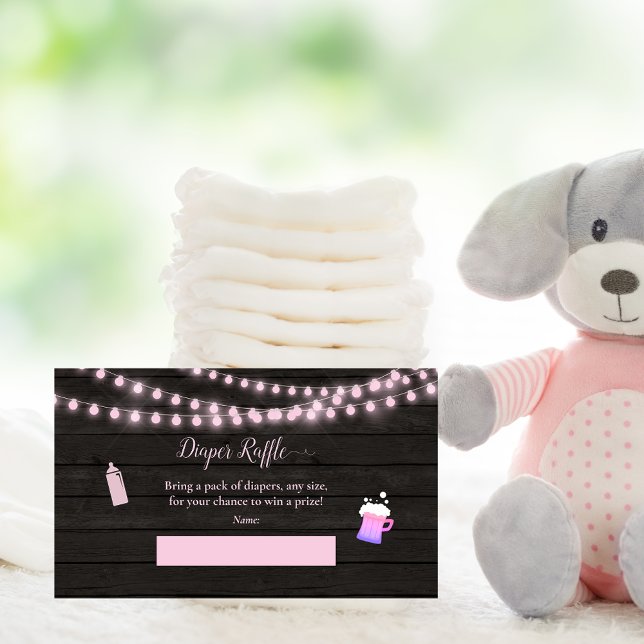 Carte D'accompagnement Bébé Déchets Raffle Bébé Brassant Baby shower rose (Créateur téléchargé)