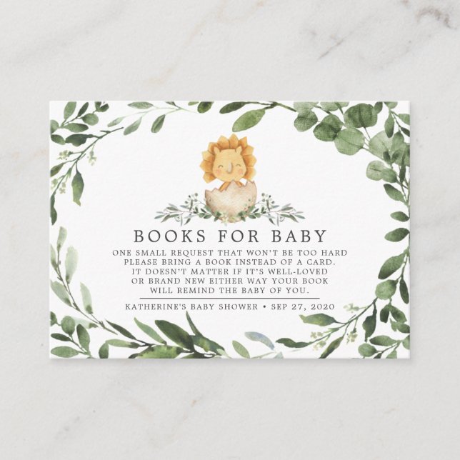 Carte D'accompagnement Bébé Dinosaure Livres Pour Baby Baby shower Card (Devant)