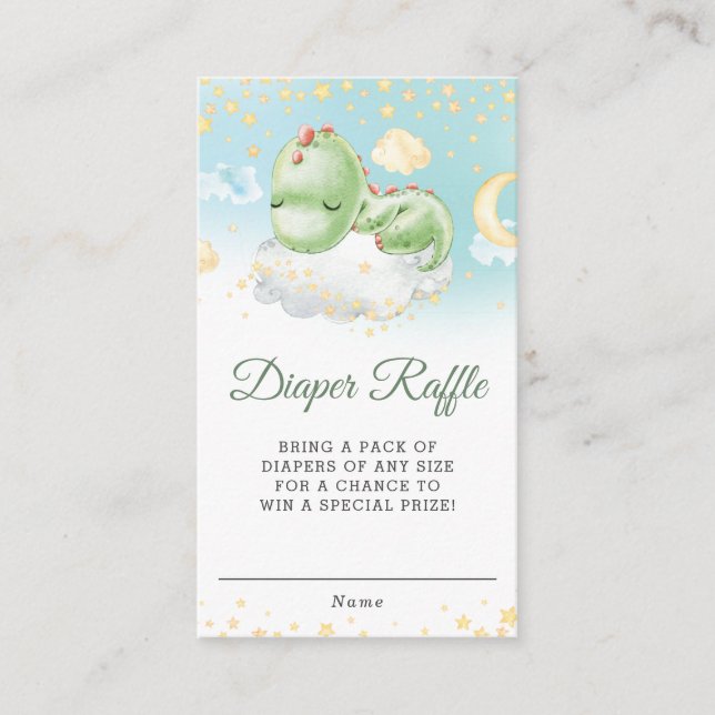 Carte D'accompagnement Bébé dormant mignon Dinosaure Douche Déchets Raffl (Devant)