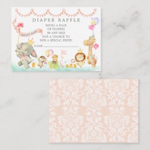 Carte D'accompagnement Bébé doux Animaux Parade Déchets Raffle Billet