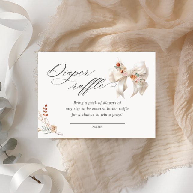 Carte D'accompagnement Bébé en Fleur Automne Floral Blanc Boeuf Déchets R (Créateur téléchargé)