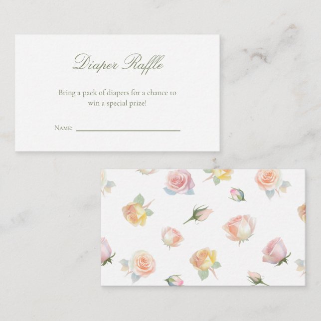 Carte D'accompagnement Bébé en fleur Baby shower Déchets Raffle Ticket (Devant / Derrière)
