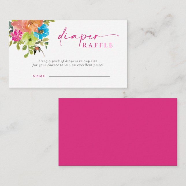 Carte D'accompagnement Bébé en fleur Baby shower rose chair Raffle (Devant / Derrière)
