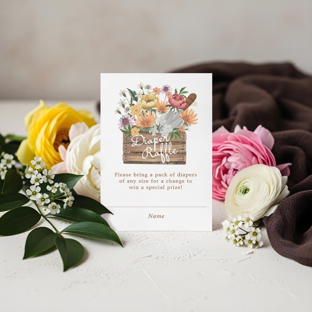 Carte D'accompagnement Bébé en fleur de couches Raffle été Jardin floral (Baby in Bloom Diaper Raffle Summer Floral Garden Enclosure Card)