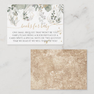 Carte D'accompagnement Bébé en fleur Livre de Baby shower Verdure & Or