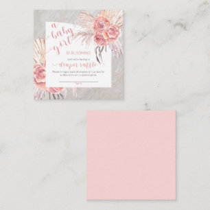 Carte D'accompagnement Bébé en Fleur Pampas Grass Rose Papillon Raffle