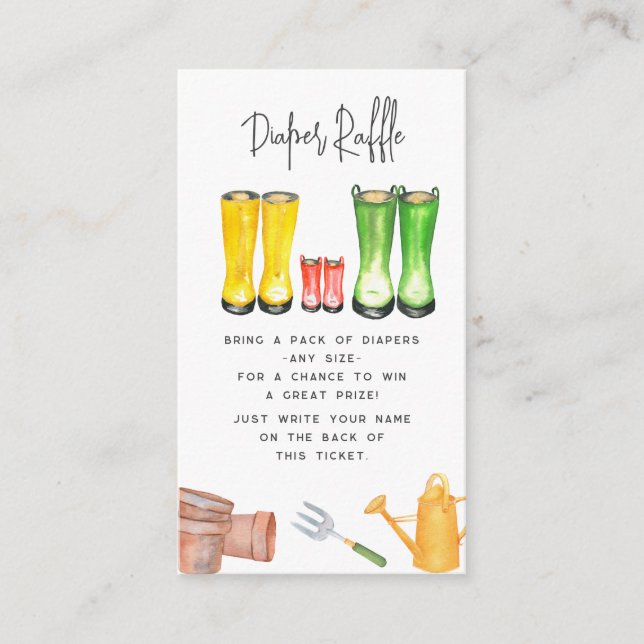 Carte D'accompagnement Bébé En Fleur Rouge Jardinage Bottes Déchets Raffl (Devant)