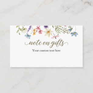 Carte D'accompagnement Bébé en fleurs Note de cadeaux pour la baby shower