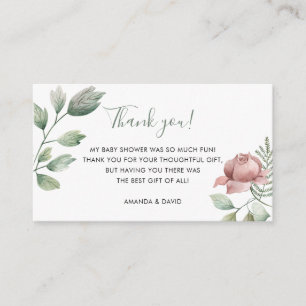 Carte D'accompagnement Bébé Floral Verdoyant En Fleur Merci Douche