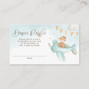 Carte D'accompagnement Bébé Fox Pilote avion Baby shower Déchets Raffle