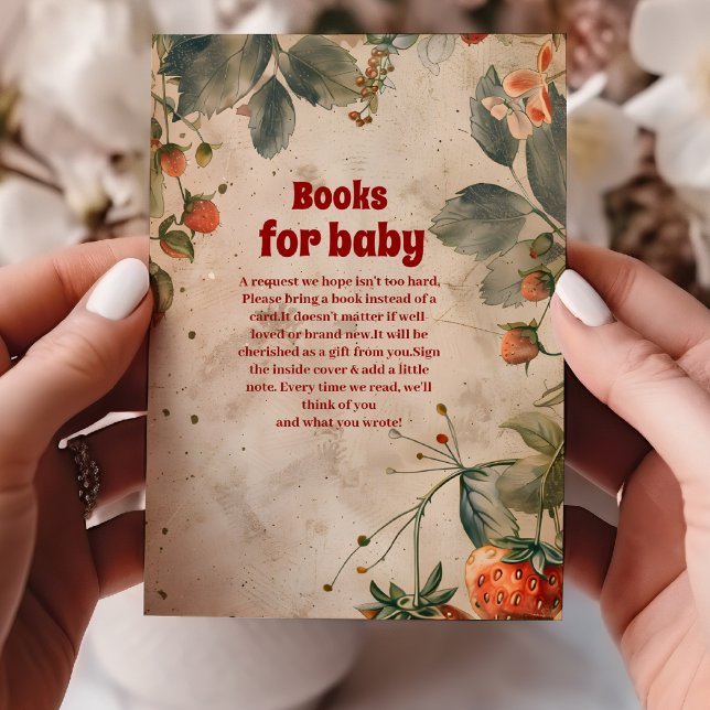 Carte D'accompagnement Bébé fraise Douche Douce Livres pour bébé (Créateur téléchargé)