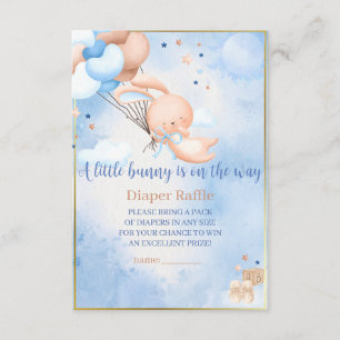 Carte D'accompagnement Bébé Garçon Lapin Baby Shower Tombola de Couches