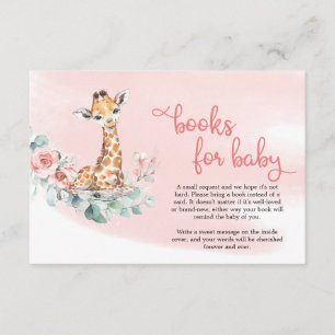 Carte D'accompagnement Bébé girafe fleurs rousses eucalyptus demande de r