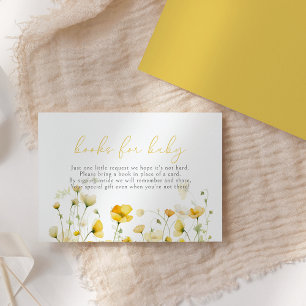 Carte D'accompagnement Bébé Jaune En Fleur Livres Fleurs sauvages Pour Bé