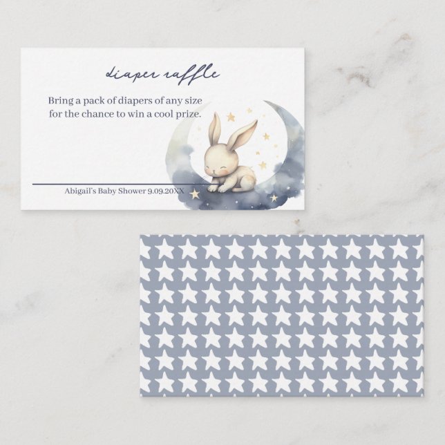 Carte D'accompagnement Bébé mignon lapin sur la Lune avec les étoiles Bar (Devant / Derrière)