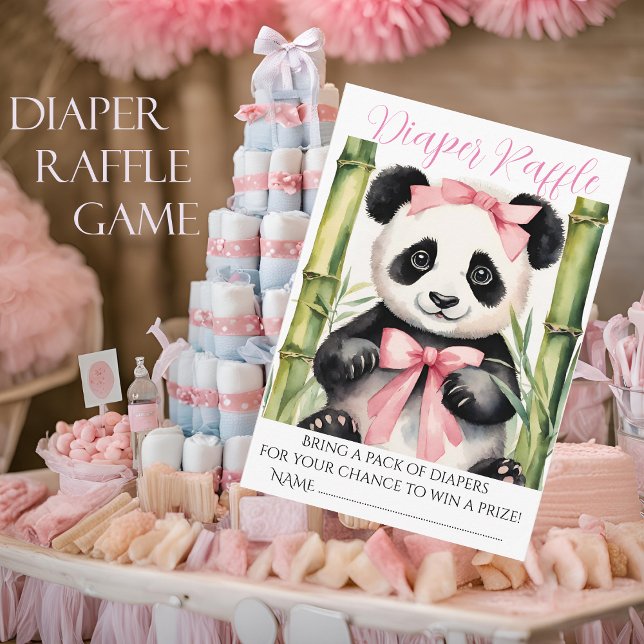 Carte D'accompagnement Bébé Panda Ours Fille Baby shower Déchets Raffle (Créateur téléchargé)