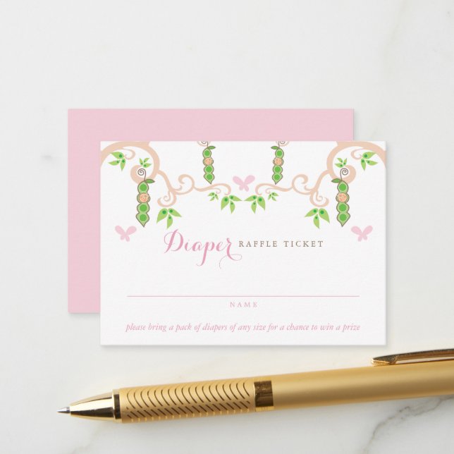 Carte D'accompagnement Bébé Petit Pois Fille Dans Un Jardin De Poitrine B (Devant/Arrière en situation)