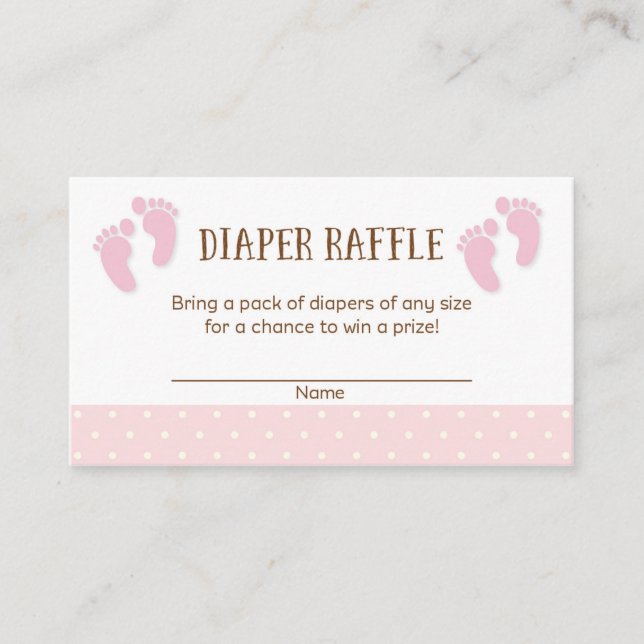Carte D'accompagnement Bébé Pieds Baby shower Déchets Raffle Billets (Devant)